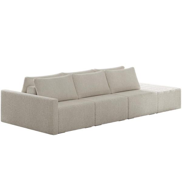 Imagem de Sofá Ilha Modular para Sala 312cm com Puff Dublin K01 Bouclê Bege - Lyam Decor