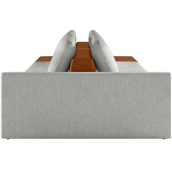 Imagem de Sofá Ilha Modular Para Sala 312cm com Puff Dublin K01 Linho Cinza Sintético Caramelo - Lyam Decor