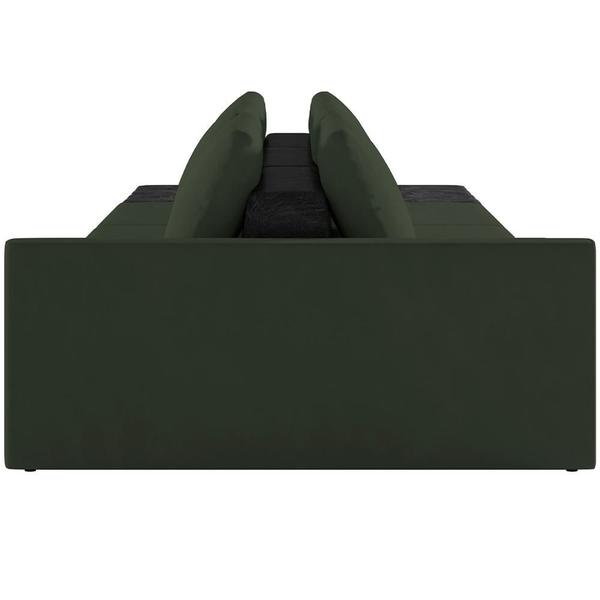 Imagem de Sofá Ilha Modular Para Sala 312cm com Puff Dublin K01 Veludo Verde e Sintético Preto - Lyam Decor