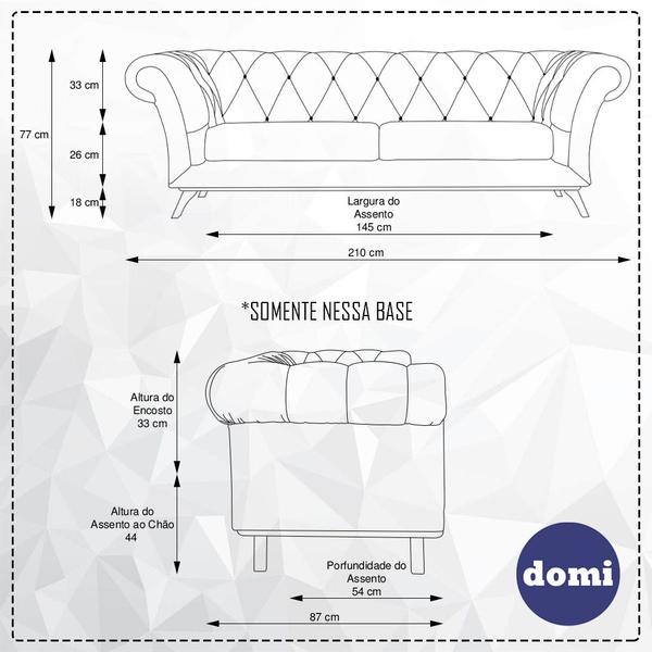 Imagem de Sofá Império 03 Lugares 210cm Veludo Creme - Nexta Casa