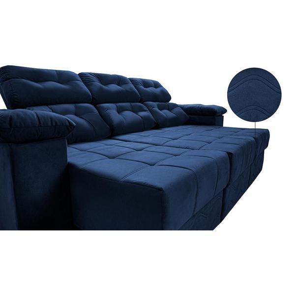 Imagem de Sofa Itália 2,00 Mts Retrátil e Reclinavel Tecido Suede Azul - Cama InBox