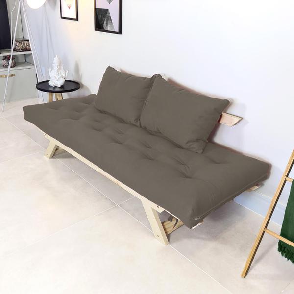 Imagem de Sofá Japão Futon Cinza Em Madeira Maciça