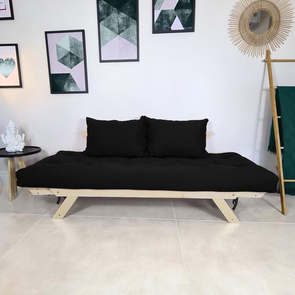 Imagem de Sofá Japão Futon Preto Em Madeira Maciça