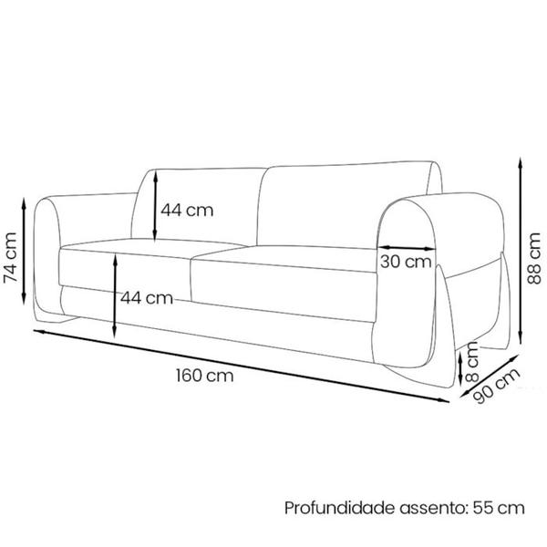 Imagem de Sofa Jolie 2 Lugares 160cm Pes Boomerang Linho Boucle 3303 Ezz