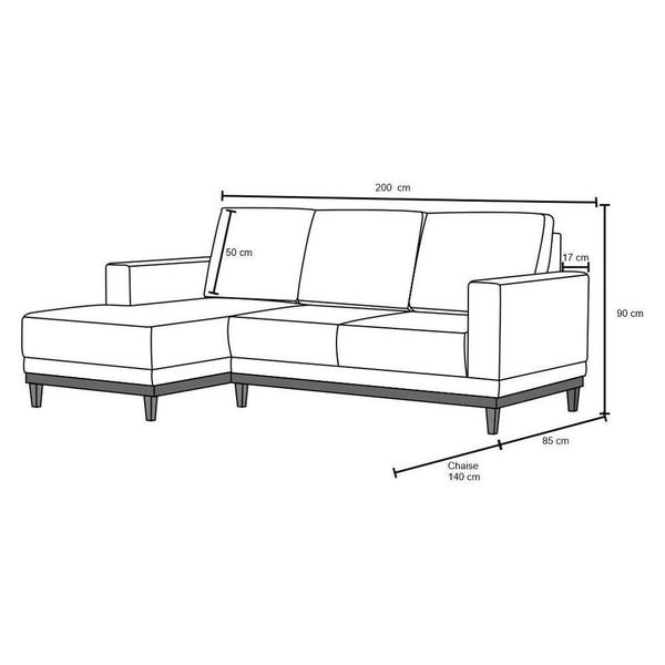 Imagem de Sofá Kayrós 200cm 3 Lugares Com Chaise Direito D05 Linho Cru - Mpozenato