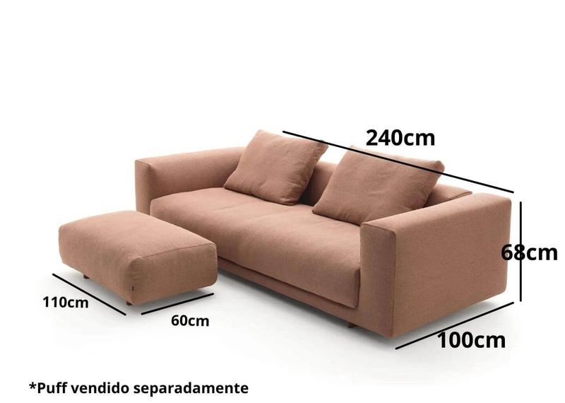 Imagem de Sofá King Size 3 Lugares Revestimento em Sarja com Puff - LUD002