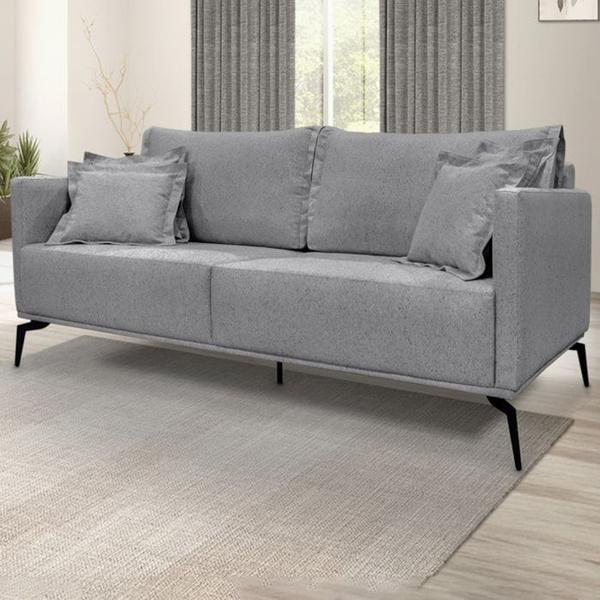 Imagem de Sofa Liv 3 Lugares 200cm Pes Aço Linho 233 Cinza Ezz