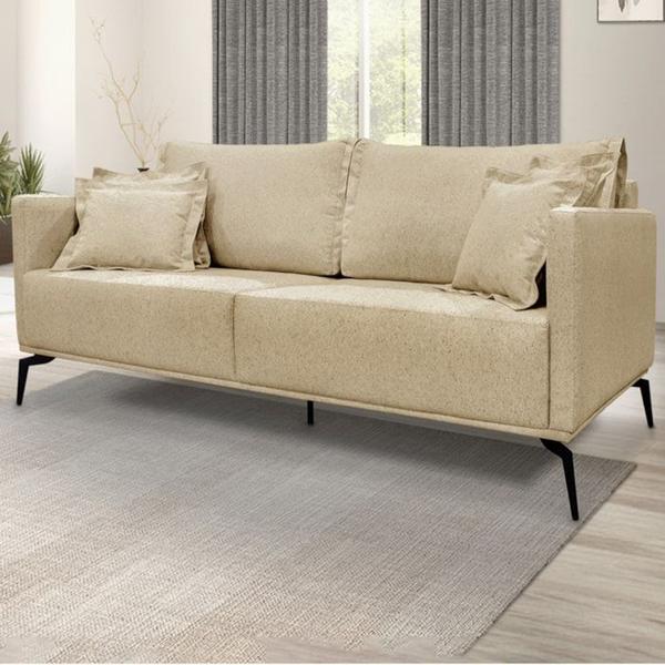 Imagem de Sofa Liv 3 Lugares 220cm Pes Aço Linho 234 Dourado Ezz