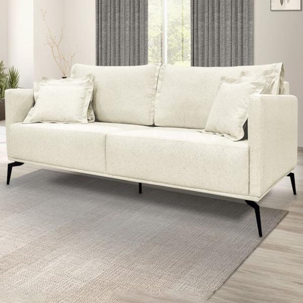 Imagem de Sofa Liv 3 Lugares 220cm Pes Aço Linho 234 Natural Ezz