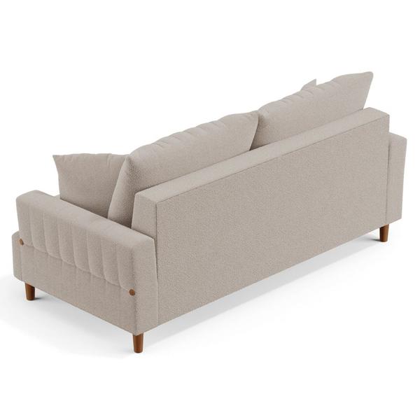 Imagem de Sofá Living 2 Lugares 160cm com Almofadas Veras D05 Bouclê Bege - Mpozenato