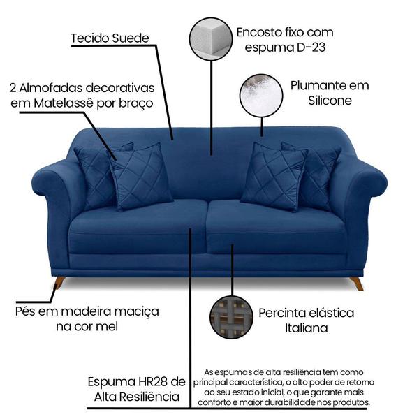 Imagem de Sofá Living 2 Lugares 1,60m Vênus Suede Pés Castanho - Pallazio