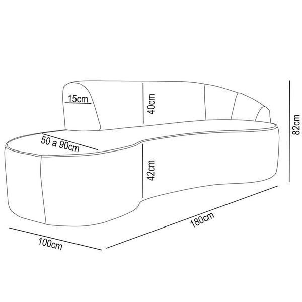 Imagem de Sofá Living  2 Lugares 180cm Braço Direito Mozart D06 Sintético Bege - Mpozenato