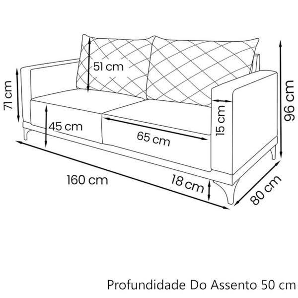 Imagem de Sofa Living 2 Lugares Nori 160cm Veludo Deluxe 2237 Ezz