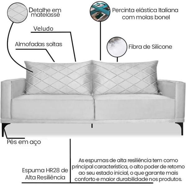 Imagem de Sofa Living 2 Lugares Nori 180cm Veludo Deluxe 2223 Ezz