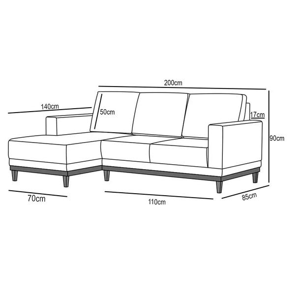 Imagem de Sofá Living 200cm 3 Lugares Com Chaise Direito Kayrós D05 Bouclê Cappucino - Mpozenato