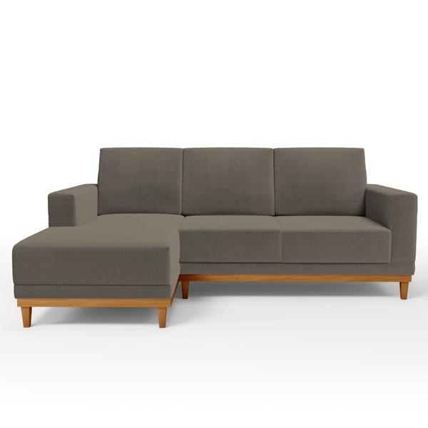 Imagem de Sofá Living 200cm 3 Lugares Com Chaise Direito Kayrós D05 Bouclê Cappucino - Mpozenato