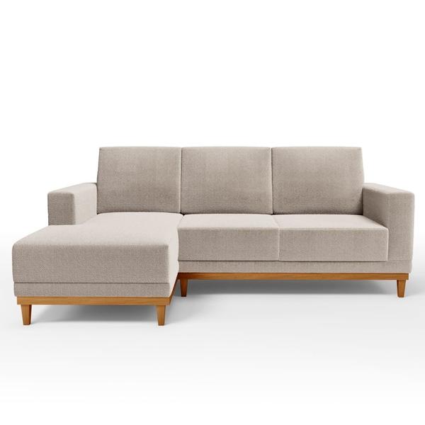 Imagem de Sofá Living 200cm 3 Lugares Com Chaise Esquerdo Kayrós D05 Boucle Bege  Mpozenato