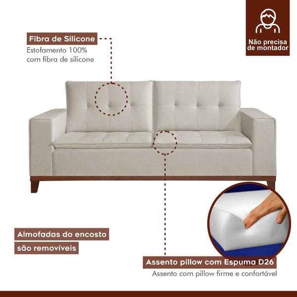 Imagem de Sofá Living 3 Lugares 200cm Prestige Espresso Móveis