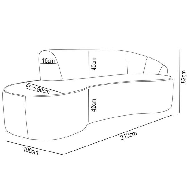 Imagem de Sofá Living  3 Lugares 210cm Braço Direito Mozart D06 Sintético Preto - Mpozenato