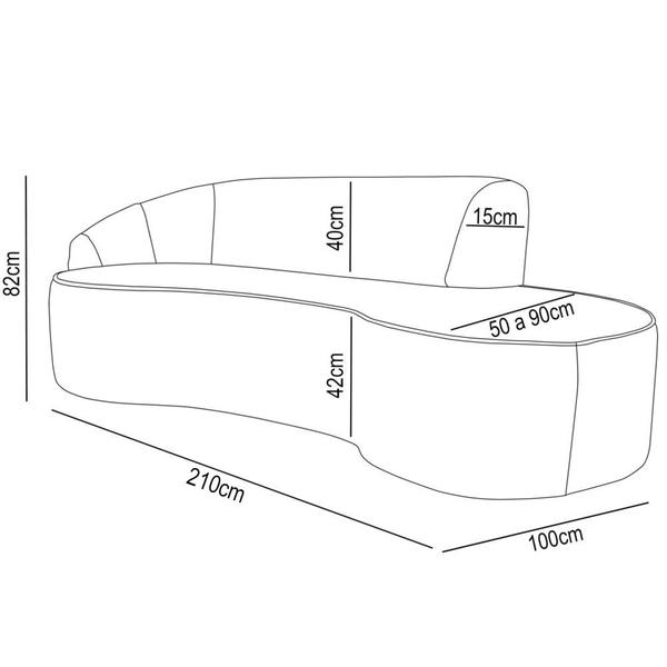 Imagem de Sofá Living  3 Lugares 210cm Braço Esquerdo Mozart D06 Veludo Rosê - Mpozenato