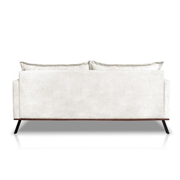 Imagem de Sofá Living 3 Lugares com Pés de Ferro Almofadas Soltas 220cm Saiph Bouclê Off White G63 - Gran belo