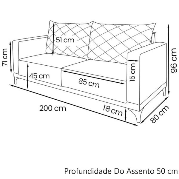 Imagem de Sofa Living 3 Lugares Nori 200cm Veludo Deluxe 2221 Ezz