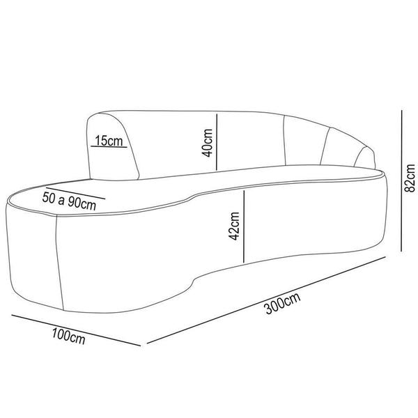 Imagem de Sofá Living 4 Lugares 300cm Braço Direito Mozart D06 Veludo Telha - Mpozenato