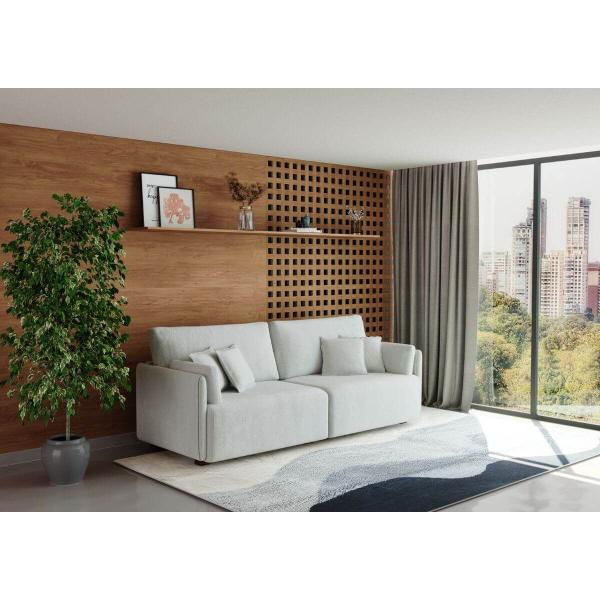 Imagem de Sofá Living Barcelona 2,40m em Boucle Sheep Gold Branco Cru - Home Mobily