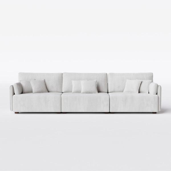 Imagem de Sofá Living Barcelona 2,65m em Bouclé Sheep Gold Branco Cru - Home Mobily