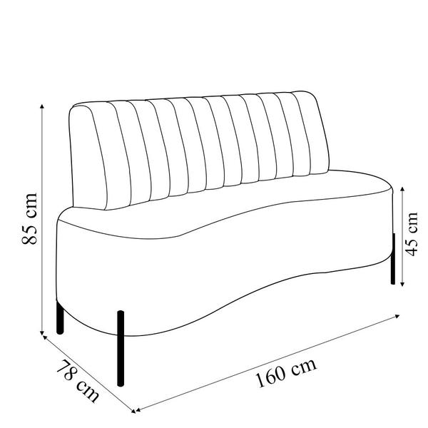 Imagem de Sofá Living Decorativo 2 Lugares 1,60M Katara Pés de Ferro Veludo Grafite G33 - Gran Belo