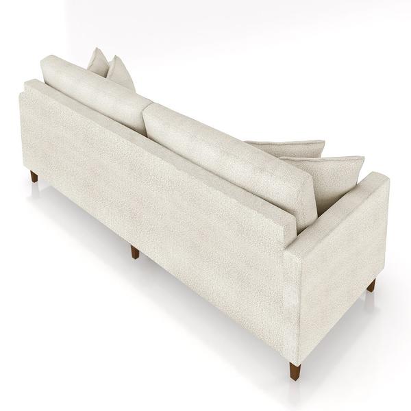 Imagem de Sofá Living Decorativo Hamburgo 2 Lugares 156cm com Almofadas Pés em Madeira Bouclê Off White G33 - Gran Belo