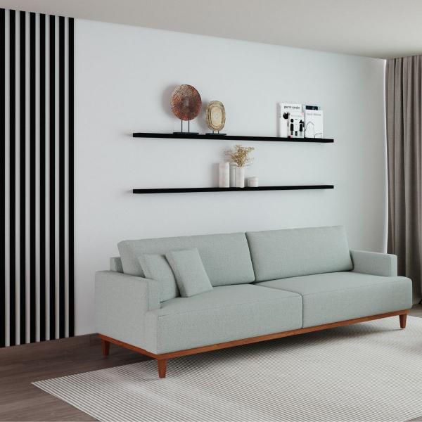 Imagem de Sofá Living Doha 2,48m em Boucle Sheep Gold Cinza Claro - Home Mobily