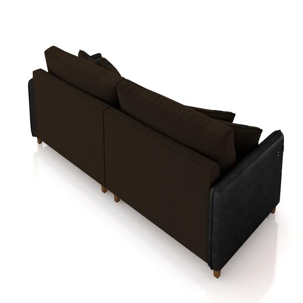 Imagem de Sofá Living Montecarlo 2 Lugares Bipartido 192cm Pés em Madeira Veludo/PU Marrom/Preto G33 - Gran Belo