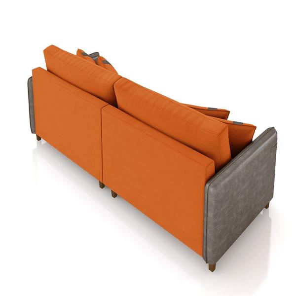 Imagem de Sofá Living Montecarlo 2 Lugares Bipartido 212cm Pés em Madeira Veludo/PU Terracota/Cinza G33 - Gran Belo