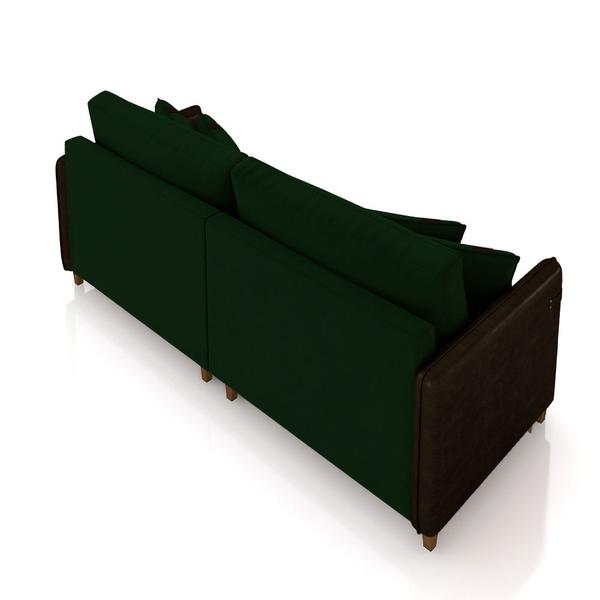 Imagem de Sofá Living Montecarlo 2 Lugares Bipartido 212cm Pés em Madeira Veludo/PU Verde/MarromG33 - Gran Belo