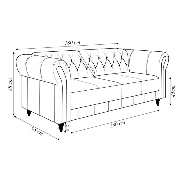 Imagem de Sofá Living Sala de Estar Stanford Chesterfield 2 Lugares 180cm Pés de Madeira Couro Mel G58 - Gran Belo