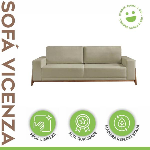 Imagem de Sofá Living Vicenza 3 Lugares Mm Top 190cm Molas Ensacadas