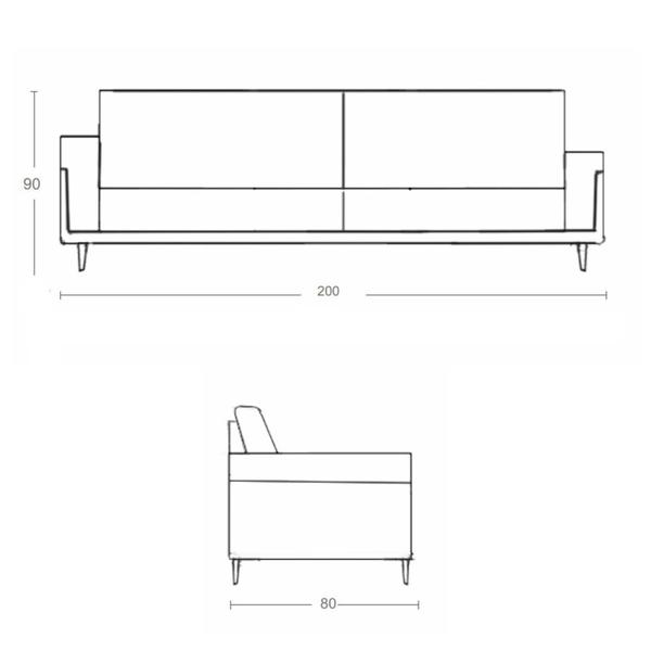 Imagem de Sofá Living Vintage 3 Lugares 200cm em Boucle Slim Cinza