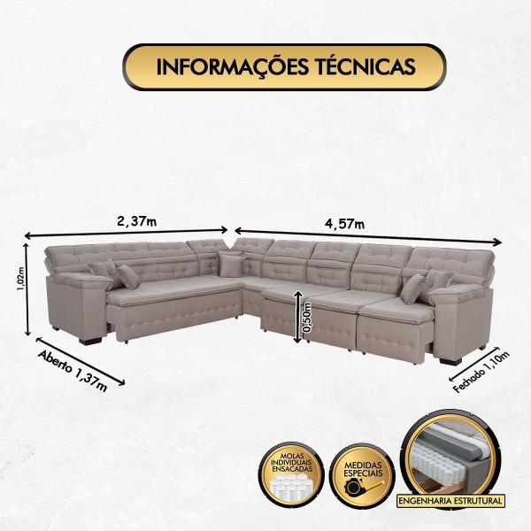 Imagem de Sofá Magno 2.37x4.57m de Canto, Retrátil e Reclinável