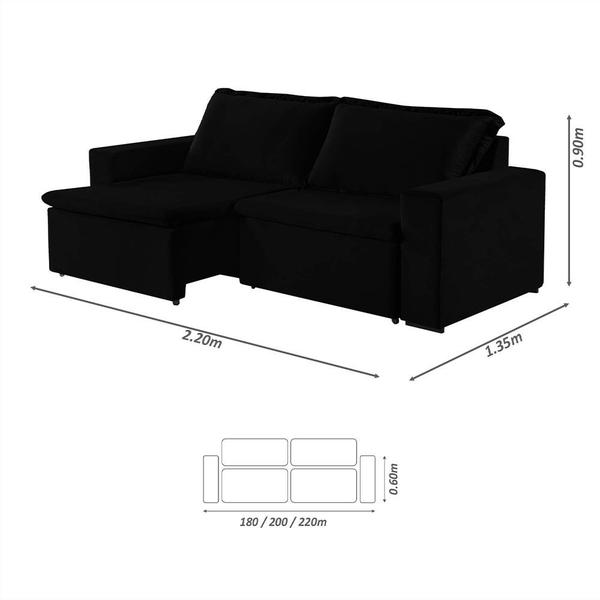 Imagem de Sofa Malibu 3 Lugares 220 cm Pes de Madeira Talento Móveis