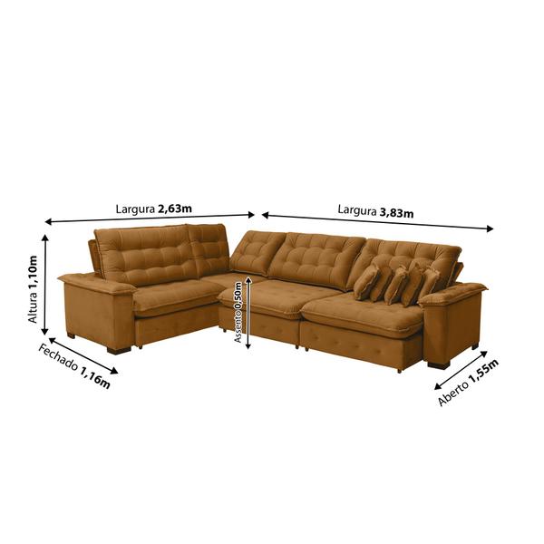 Imagem de Sofá Manchester 2.63x3.83m de Canto, Retrátil e Reclinável