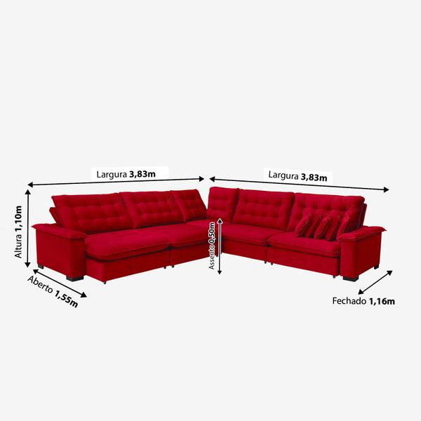 Imagem de Sofá Manchester 3.83x3.83m de Canto, Retrátil e Reclinável