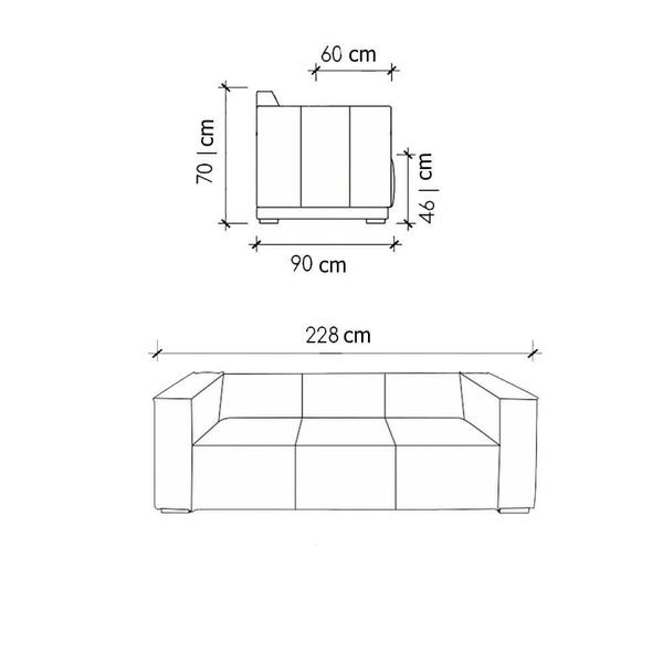 Imagem de Sofá Milana 3 Lugares Couro Caramelo 228cm - 69989