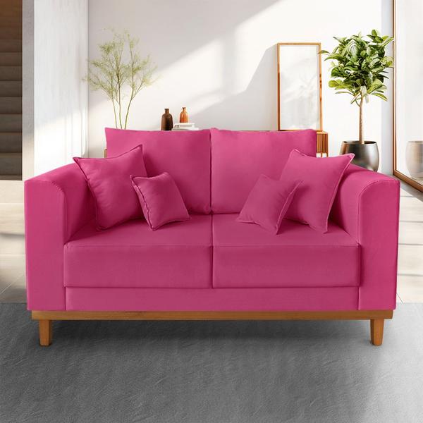 Imagem de Sofá Moderno Viena 02 Lugares Para Recepção Suede Pink - Madeira Prima Deccor