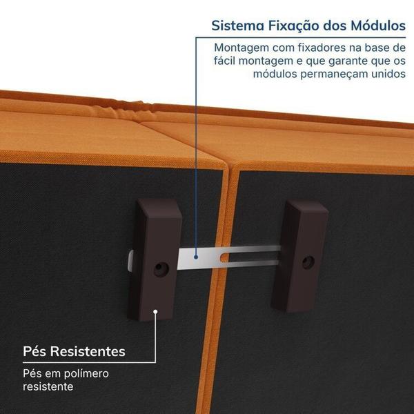 Imagem de Sofá Modular 2 Módulos Canto 1 Módulo Central Zen Cabecasa Madeiramadeira Mostarda