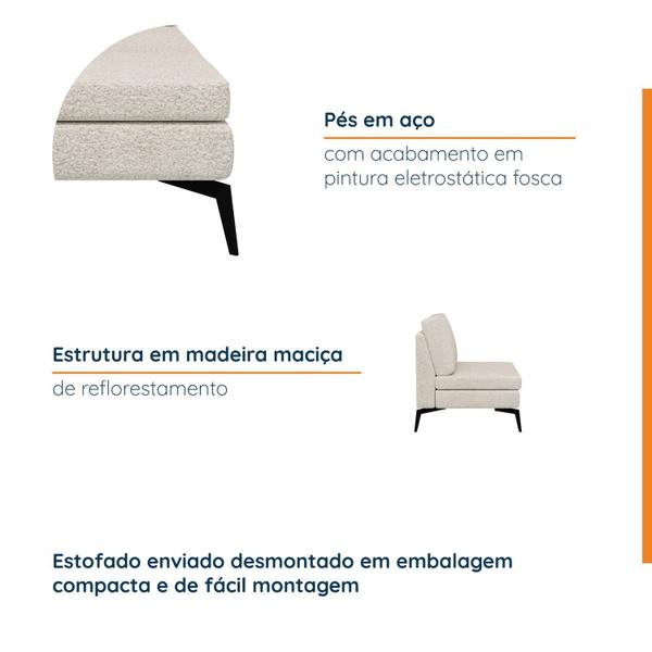 Imagem de Sofá Modular 3 Lugares com Chaise 255cm Calla Cabecasa Madeiramadeira