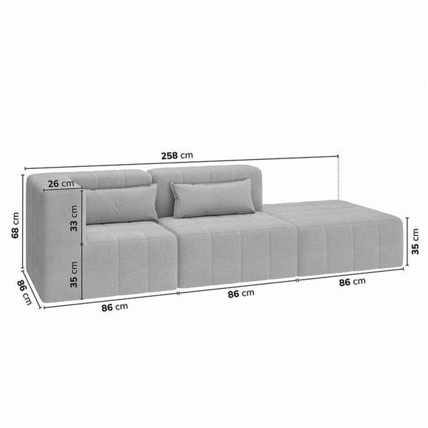 Imagem de Sofá Modular de Canto 01 Canto 01 Poltrona e 01 Puff Easybox Cabecasa Madeiramadeira Cinza Claro