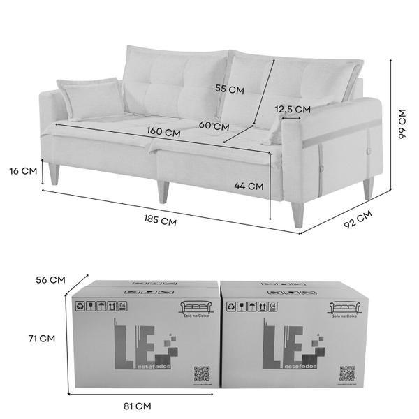 Imagem de Sofá na Caixa Join 2 Lugares com Cinta em material sintético Nos Braços 185cm Linho