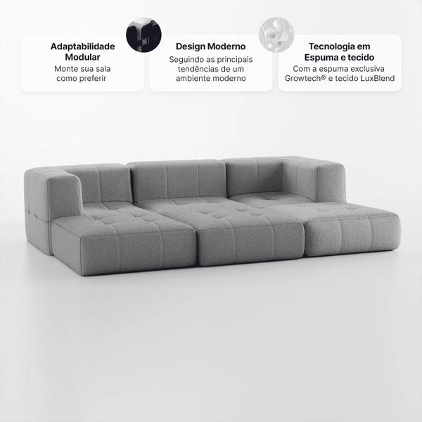 Imagem de Sofá na Caixa modular 3 lugares em Boucle com 3 Chaises