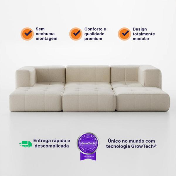 Imagem de Sofá na Caixa modular 3 lugares em Boucle com 3 Chaises